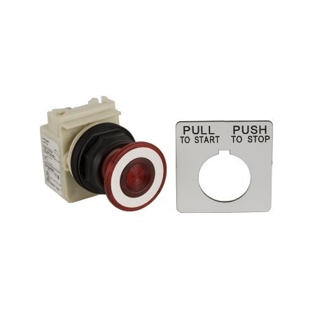 Square D 30mm push button, Type SK, red nonilluminated mushroom maintained push pull, 6A inductive at 120VAC, 2NC/1NO, NEMA 4, 4X 9001SKR9RH28