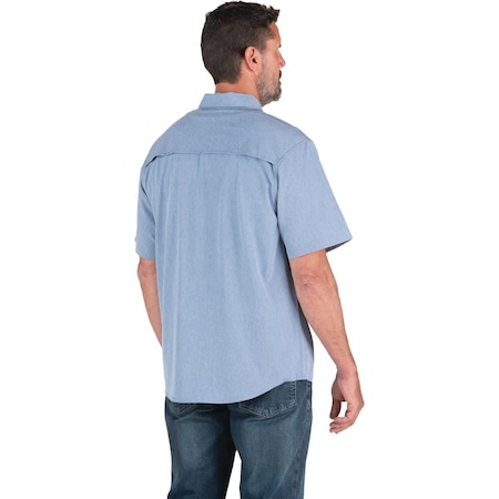 Berne Flex180 Mens 2XL Chambray Blue UPF Button Down Short Sleeve Shirt SH32CHBR520