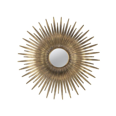Homeroots 28" Gold Sunburst Iron Framed Accent Mirror 485085