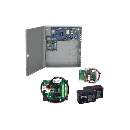 Von Duprin 2A Power Supply, 4 Relay Option Board, Battery Backup Kit with 2EA 7A Hour Batteries, 12/24VDC PS902-4R-BBK