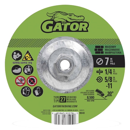 Gator Finishing 7 in. X 1/4 in. X 5/8 in. Masonry Cut-Off Wheel, Type 27 9648