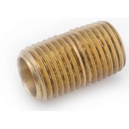 Anderson Metals Pipe Nipple, 1/4 in, NPT, Brass, SCH 40 Schedule, 7/8 in L 736112-04