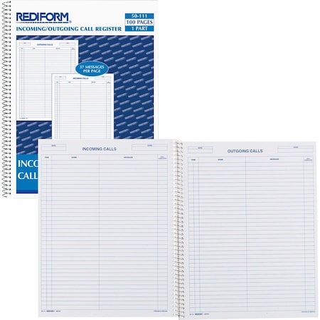 Rediform IncomingOutgoing Call Register Book, White RED50111