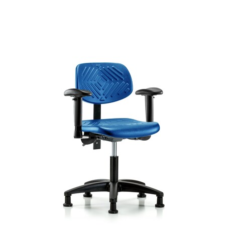 Blue Ridge Ergonomics Poly Chair, Desk, Tilt, Arms, Glides, Blue BR-PDHCH-RG-T1-A1-RG-BLU
