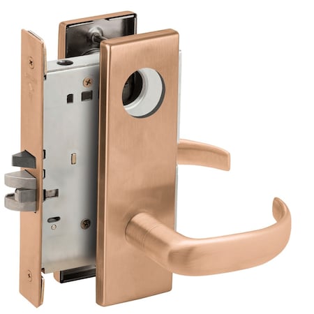 Schlage Grade 1 Mortise Storeroom Lock, Less Conventional Cylinder, 17 Lever, N Escutcheon, Satin Bronze Cl L9080L 17N 612