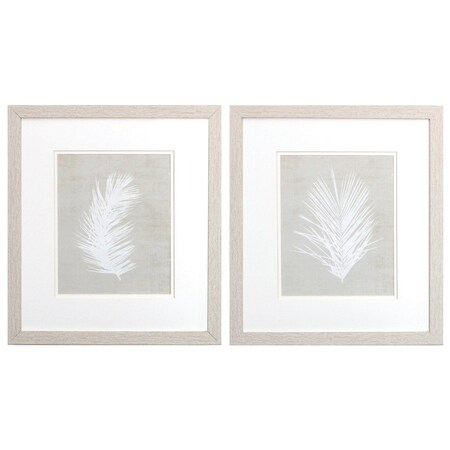 Homeroots Set Of Two Palm Oasis White Framed Print Wall Art, 2PK 476037