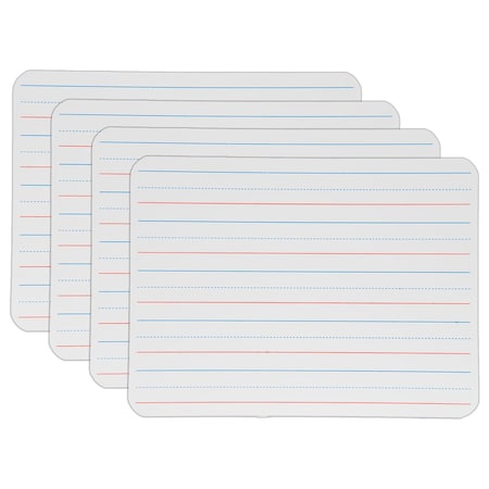 Flipside Two-Sided Dry Erase Board, Plain/Red & Blue Ruled, 9in. x 12in., 4PK ER10034-4