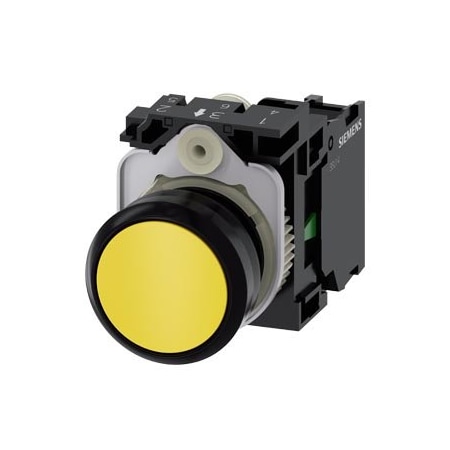 Siemens Pushbutton, 22 mm, round, plastic, yellow, pushbutton, flat 3SU1100-0AB30-1BA0-ZY19
