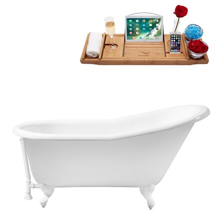 Streamline 60 in L, 30.1 in W, Glossy White, Porcelain-Enamel Cast Iron, Reversible R5120WH-WH