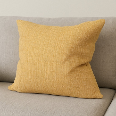 Homeroots 22" Mustard Linen Throw Pillow Cover with Texture 608217