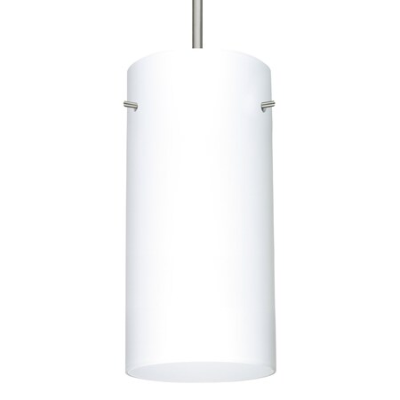 Besa Lighting Besa Stilo 12 Pendant, Opal Matte, Satin Nickel Finish, 1x 150W MAX E26 Base 1JT-412007-SN