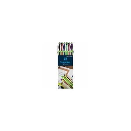 Schneider Xpress Fineliner Pen, 0.8 mm Fine Pen Point, Assorted Ink, Rubberized Barrel, Fiber Tip, 6 /, 20PK 190086