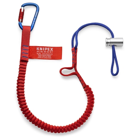 Knipex Lanyard Captive Eye Carabiner, Red; Blue 00 50 12 T BKA