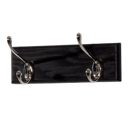 Wooden Mallet 2 Hook Coat RackNickel Hooks Black HCR-2NBK