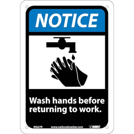 Nmc Notice Wash Hands Before Returning To Work Sign, NGA7R NGA7R