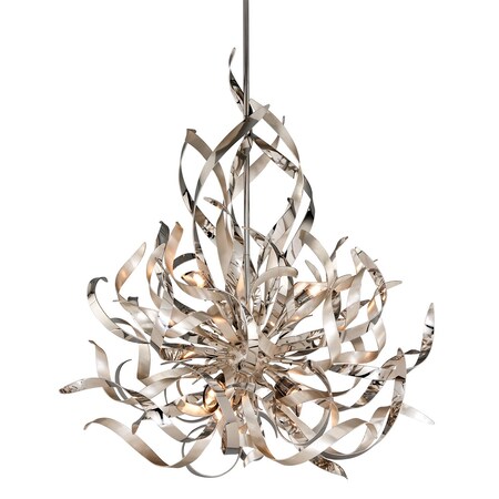 Corbett Lighting Graffiti 6 Light Chandelier 26 In. Silver Leaf Polished Stainless 154-46