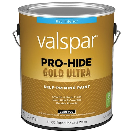 Valspar 1 Gal 61000 White Pro-Hide Gold Ultra Interior Self-Priming Paint, Flat 36004