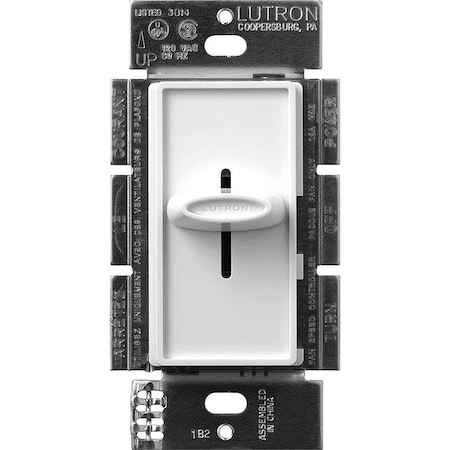 Lutron Fan Control, Slide, 120V, 1.5Amp, 1 Pole SFSQ-F-WH