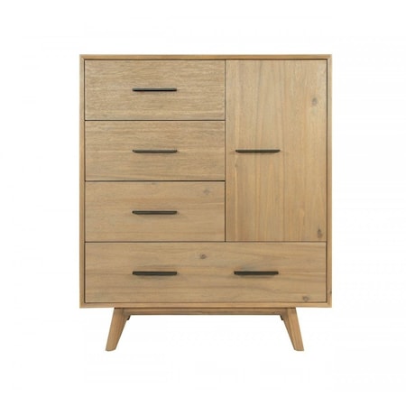 Homeroots 39" Walnut Solid Wood Four Drawer Gentlemans Chest 473078