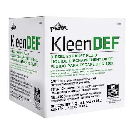 Peak Diesel Exhaust Fluid, Kleen DEF, 2.5 gal, Box, API/ISO-22241-1 KLF002-GR