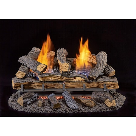 Duluth Forge Ventless Natural Gas Log Set - 24 in. Split Red Oak, 33,000 BTU, T-Stat Control DLS-N24T-1
