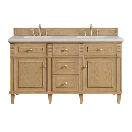 James Martin Vanities Lorelai 60" Double Vanity, Light Natural Oak, w/ 3 CM Siberian Silestone Top 424-V60D-LNO-3SFR