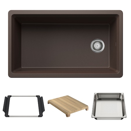 Blanco Inteos SILGRANIT 33in Single Bowl Reversible Undermount Workstation Kitchen Sink - Caf 443316