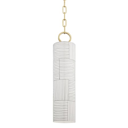 Hudson Valley Lighting Brookville 1 Light Pendant 5 In. Aged Brass/Stripe Combo 2384-AGB/ST