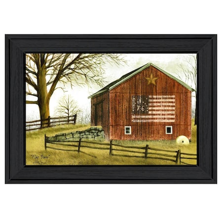 Homeroots Flag Barn 2 Black Framed Print Wall Art 406330