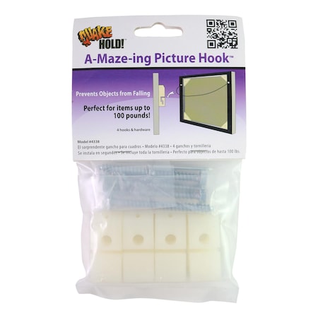 Quakehold! Picture Hook, Anti Fall, 4 Pieces, PK10 43381