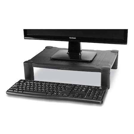 Mind Reader Adjustable Rectangular Monitor Stand, 17in x 13in x 3.75in to 5.75in, Black, Supports 22 lbs PLMONST-BLK