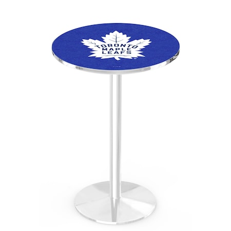 Holland Bar Stool Co 36" Chrome Toronto Maple Leafs Pub Table, 36" dia. Top L214C3636TorMpl
