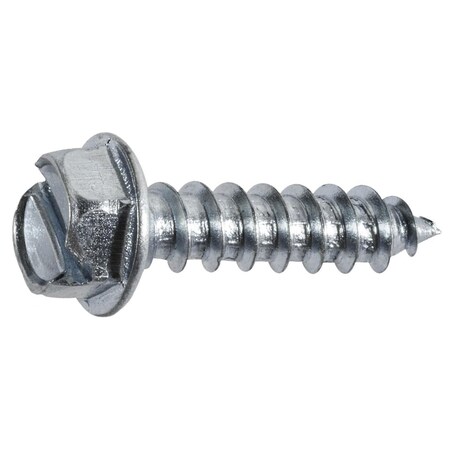 Slotted Hex Washer Head Tapping Screw #14 x 1in - Zinc, 100PK
