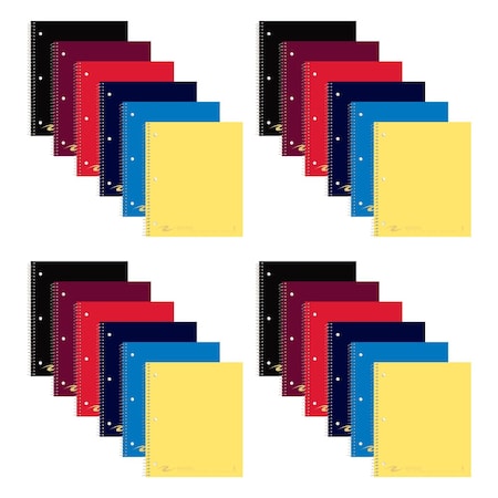 Roaring Spring Case of Wirebound Notebooks, 11"x9", 1 Subject, 1 Pkt, 100 sht, College Rule w/margin, Asstd. Colors 11354cs