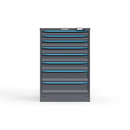 Strong Hold 8 drawer cabinet - (2x 2ft, 2x 3ft, 2x 4ft, 2x 6ft) - Blue accents - E-Lock w/ Tracking S3044-PPTAS-0803FS