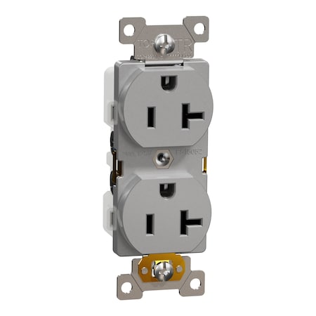 Square D Duplex Straight Blade Receptacle, 5-20R, 20 A, 125V AC, 2 Pole, Flush Mount, Self-Grounded SQR42201GY