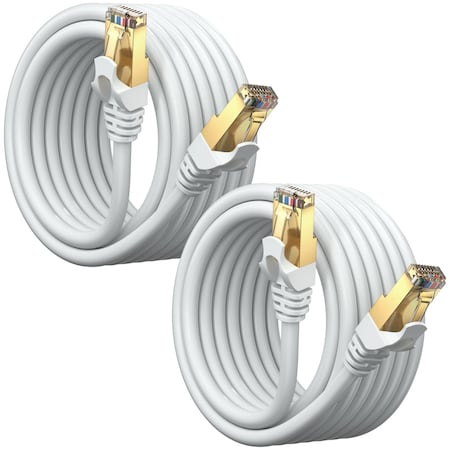 Maximm 12ft Flat Cat7 SFTP Shielded Ethernet Cable, 2PK, White, 2PK CAT712FTWhite-2Pk