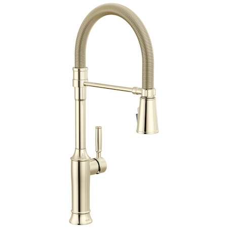 Delta Renaldi Single-Handle Pull-Down Spring Kitchen Faucet In Lumicoat Polished Nickel 9684-PN-PR-DST