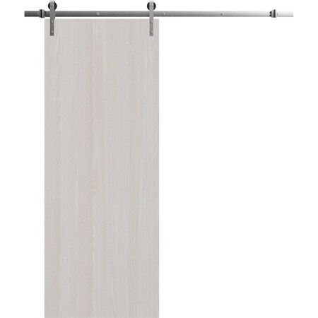 Sartodoors Modern Barn Door 36 x 96 inches, BASIC 3001 Ash Franko, 6.6FT Silver Rail Track Heavy Hardware Set BASIC3001BD-S-YAFR-3696