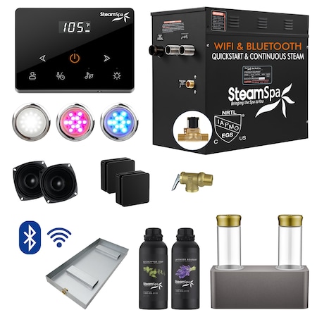 Steamspa 10.5KW Steam Bath Generator, Wireless Remote, BLUETOOTH, WIFI, Dual Aroma Pump, Matte Black BKWS1050BK-ADP