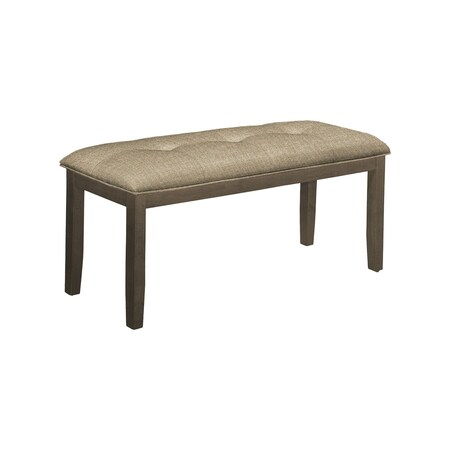 Monarch Specialties Bench 44"L, Rectangular, Upholstered, Brown Fabric, Grey Solid Wood, Transitional I 1379