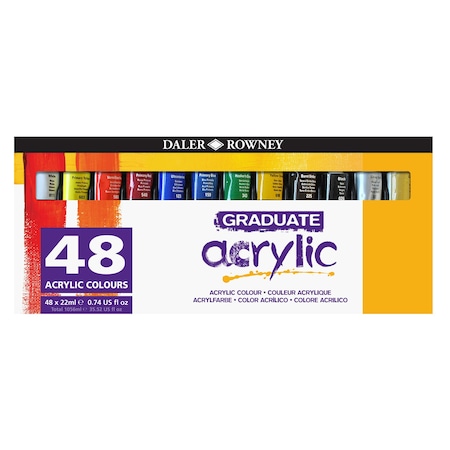 Daler-Rowney Graduate Acrylic Paint Set, Assorted Colors, 22ml, 48-Piece Set D123900048-3