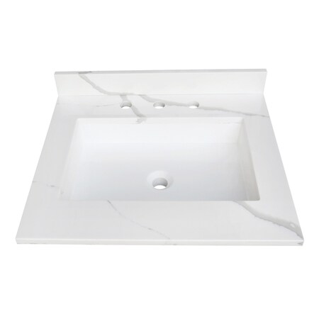 Kingston Brass 25-Inch Solid Surface Vanity Top, 8" Faucet Drillings KVPB2522L38SQ