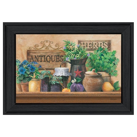 Homeroots Antiques and Herbs Black Framed Print Kitchen Wall Art 415349