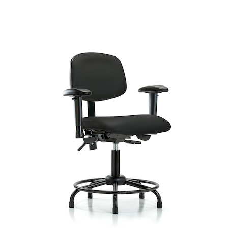 Blue Ridge Ergonomics Desk Chair Desk Chair, Vinyl, Chr Tilt Casters, Papr, Adjustable Arms, 18" to 23" Height, Vinyl, Black BR-VDHCH-RT-T1-A1-RG-8540