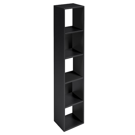 Homeroots 59" Black Solid Wood Five Tier Bookcase 489294