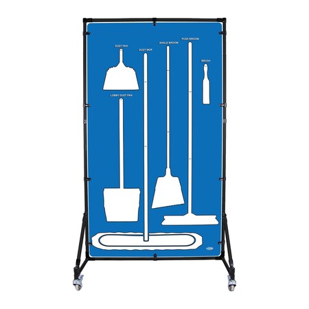 5S Supplies Housekeeping Shadow Board Broom Station V2, Blue / White Shadows, Kit, No Text HSB-V2-BLUE/WHITE-KIT-NO TEXT
