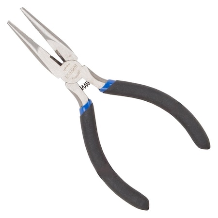 Vulcan Mini Long Nose Plier, 5 in OAL, 0.5 mm Cutting Capacity, 3 cm Jaw Opening, Black Handle, 1/2 in W Jaw JL-NP017