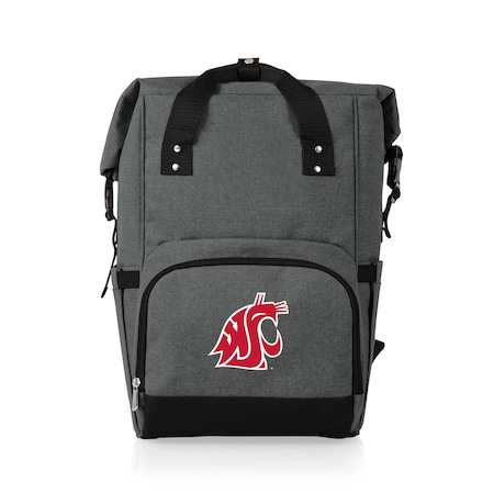 Picnic Time Family Of Brands NCAA Washington State Cougars On The Go Roll-Top Backpack CoolerHeathered Gray 616-00-105-636-0