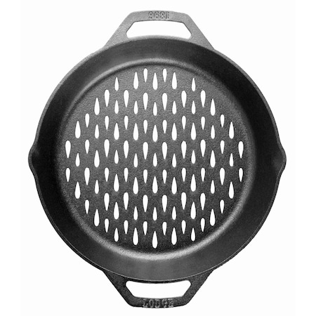 Lodge 12 Inch Cast Iron Dual Handle Grill Basket, 3PK L10GBL